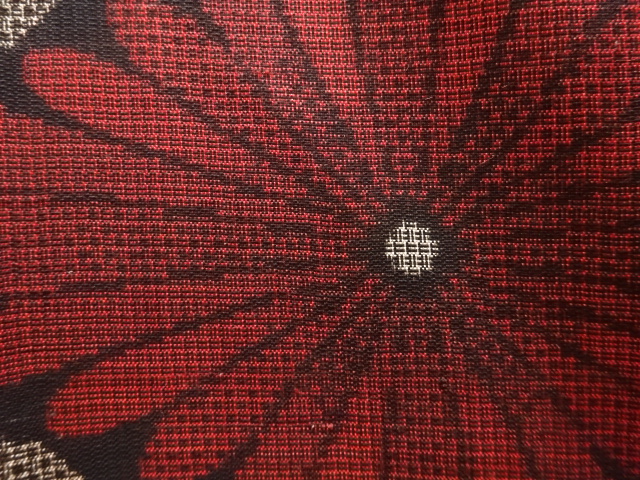 JAPANESE KIMONO / ANTIQUE KIMONO / SILK / DORO OSHIMA TSUMUGI / WOVEN RHOMBUS FLOWER